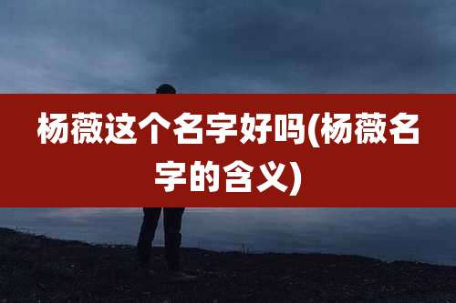 杨薇这个名字好吗(杨薇名字的含义)