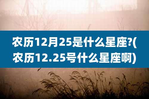 农历12月25是什么星座?(农历12.25号什么星座啊)