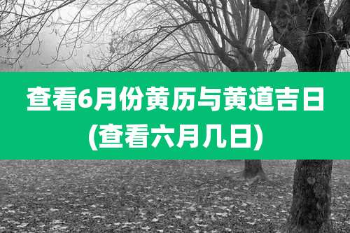 查看6月份黄历与黄道吉日(查看六月几日)