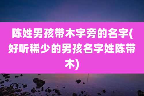 陈姓男孩带木字旁的名字(好听稀少的男孩名字姓陈带木)