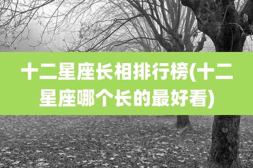十二星座长相排行榜(十二星座哪个长的最好看)