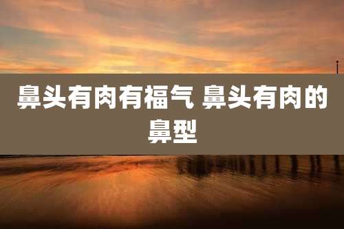 鼻头有肉有福气 鼻头有肉的鼻型