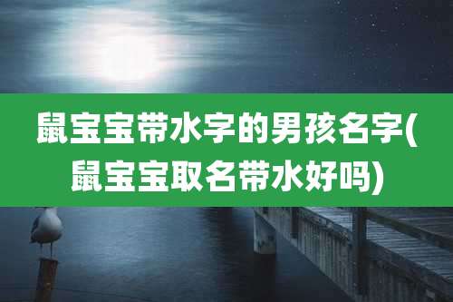 鼠宝宝带水字的男孩名字(鼠宝宝取名带水好吗)