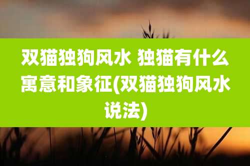 双猫独狗风水 独猫有什么寓意和象征(双猫独狗风水说法)