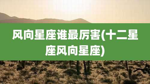 风向星座谁最厉害(十二星座风向星座)
