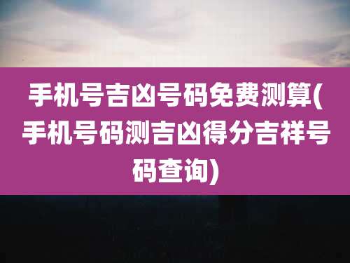 手机号吉凶号码免费测算(手机号码测吉凶得分吉祥号码查询)