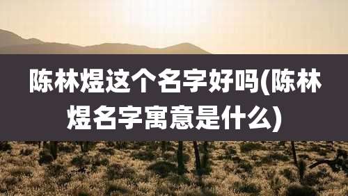 陈林煜这个名字好吗(陈林煜名字寓意是什么)