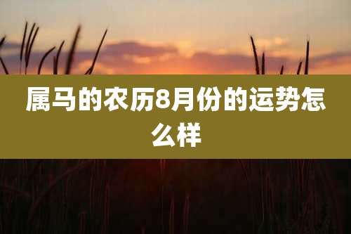 属马的农历8月份的运势怎么样