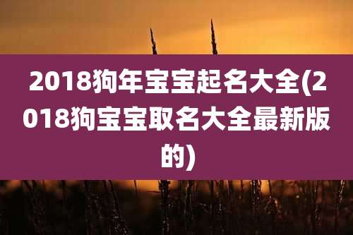 2018狗年宝宝起名大全(2018狗宝宝取名大全最新版的)