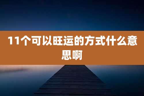 11个可以旺运的方式什么意思啊