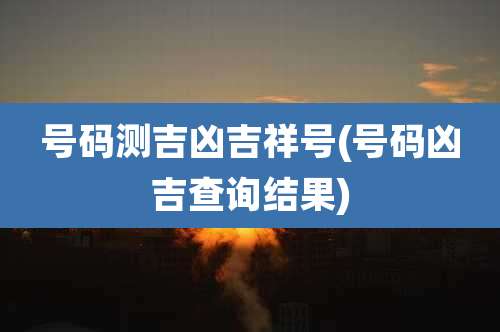 号码测吉凶吉祥号(号码凶吉查询结果)