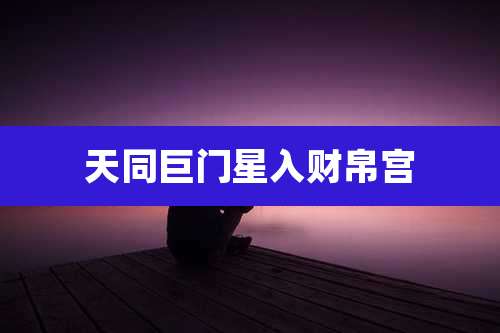 天同巨门星入财帛宫