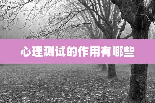 心理测试的作用有哪些