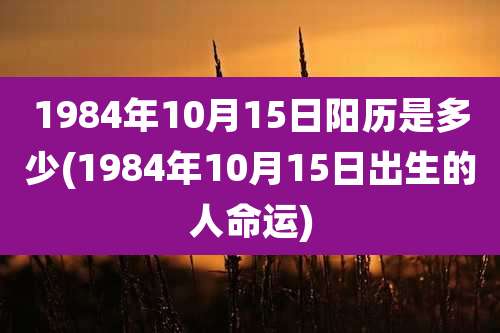 1984年10月15日阳历是多少(1984年10月15日出生的人命运)