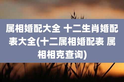 属相婚配大全 十二生肖婚配表大全(十二属相婚配表 属相相克查询)