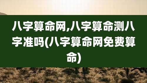 八字算命网,八字算命测八字准吗(八字算命网免费算命)