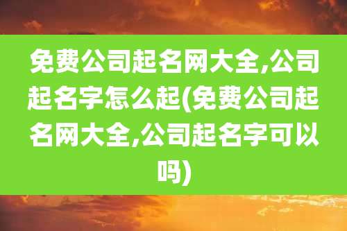 免费公司起名网大全,公司起名字怎么起(免费公司起名网大全,公司起名字可以吗)