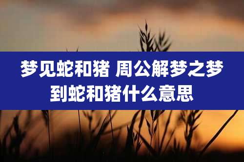 梦见蛇和猪 周公解梦之梦到蛇和猪什么意思