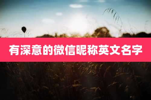 有深意的微信昵称英文名字