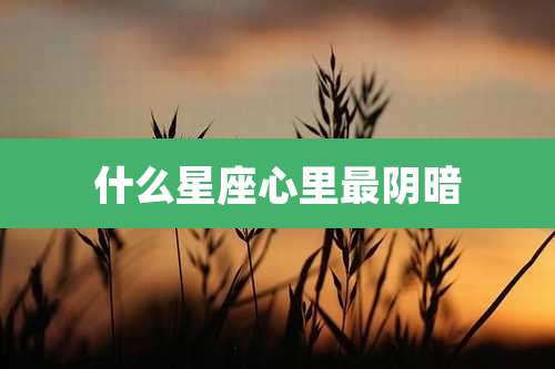 什么星座心里最阴暗