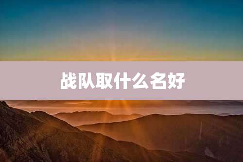 战队取什么名好