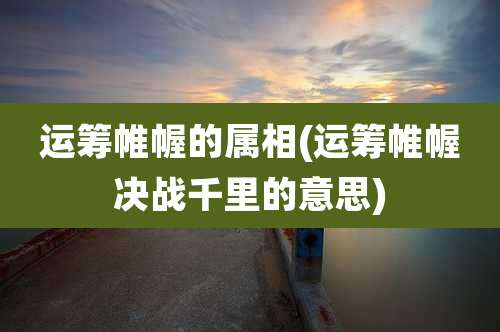 运筹帷幄的属相(运筹帷幄决战千里的意思)