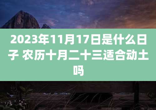 2023年11月17日是什么日子 农历十月二十三适合动土吗