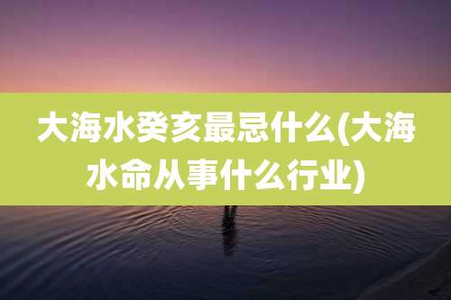 大海水癸亥最忌什么(大海水命从事什么行业)