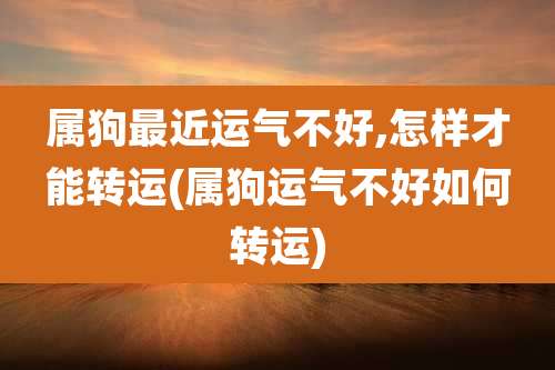 属狗最近运气不好,怎样才能转运(属狗运气不好如何转运)