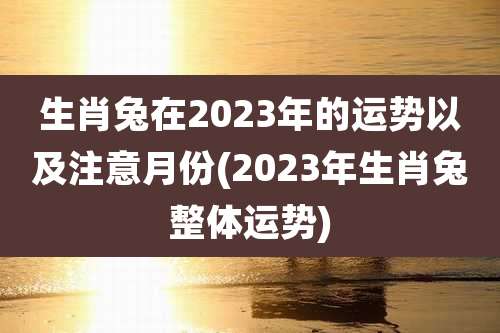 生肖兔在2023年的运势以及注意月份(2023年生肖兔整体运势)