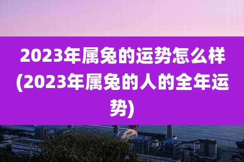 2023年属兔的运势怎么样(2023年属兔的人的全年运势)