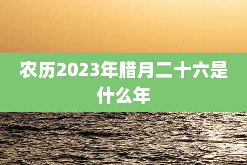 农历2023年腊月二十六是什么年