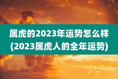 属虎的2023年运势怎么样(2023属虎人的全年运势)