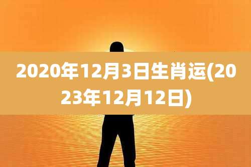 2020年12月3日生肖运(2023年12月12日)