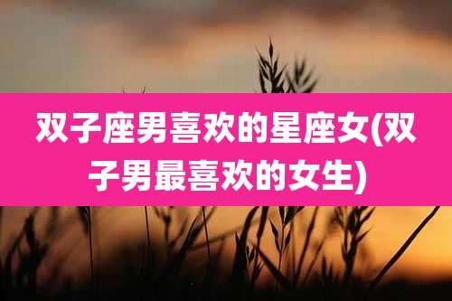 双子座男喜欢的星座女(双子男最喜欢的女生)