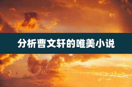 分析曹文轩的唯美小说