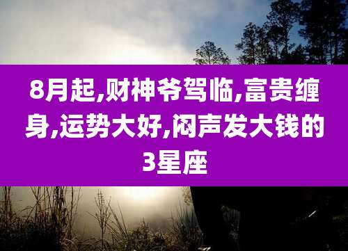 8月起,财神爷驾临,富贵缠身,运势大好,闷声发大钱的3星座