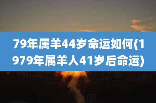 79年属羊44岁命运如何(1979年属羊人41岁后命运)