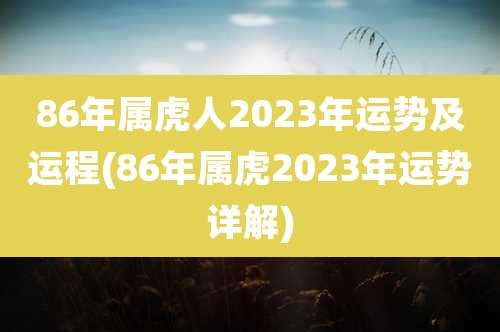 86年属虎人2023年运势及运程(86年属虎2023年运势详解)