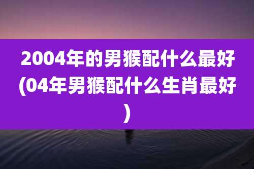2004年的男猴配什么最好(04年男猴配什么生肖最好)