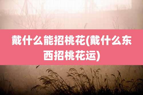 戴什么能招桃花(戴什么东西招桃花运)