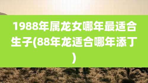 1988年属龙女哪年最适合生子(88年龙适合哪年添丁)