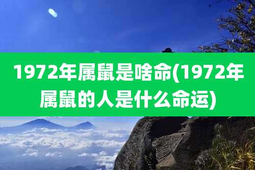 1972年属鼠是啥命(1972年属鼠的人是什么命运)