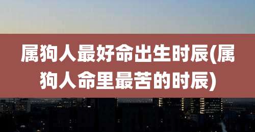 属狗人最好命出生时辰(属狗人命里最苦的时辰)