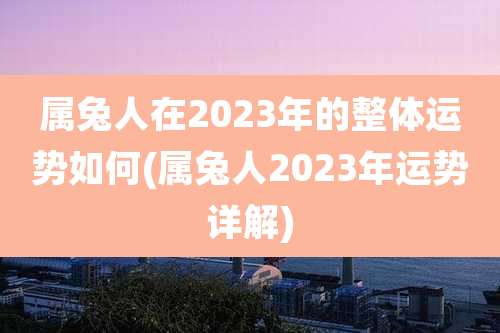 属兔人在2023年的整体运势如何(属兔人2023年运势详解)