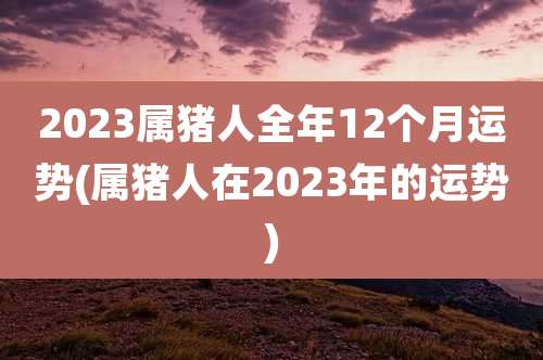 2023属猪人全年12个月运势(属猪人在2023年的运势)