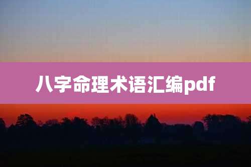 八字命理术语汇编pdf
