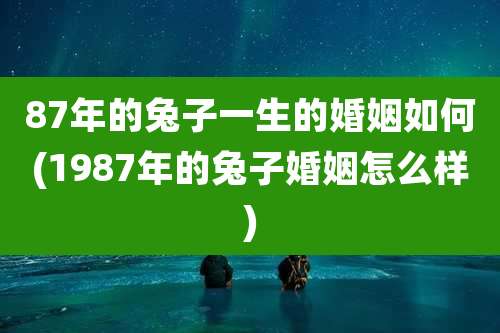 87年的兔子一生的婚姻如何(1987年的兔子婚姻怎么样)