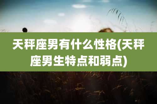 天秤座男有什么性格(天秤座男生特点和弱点)