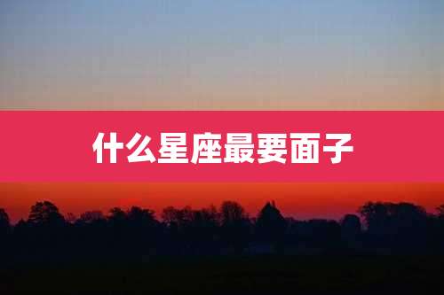 什么星座最要面子